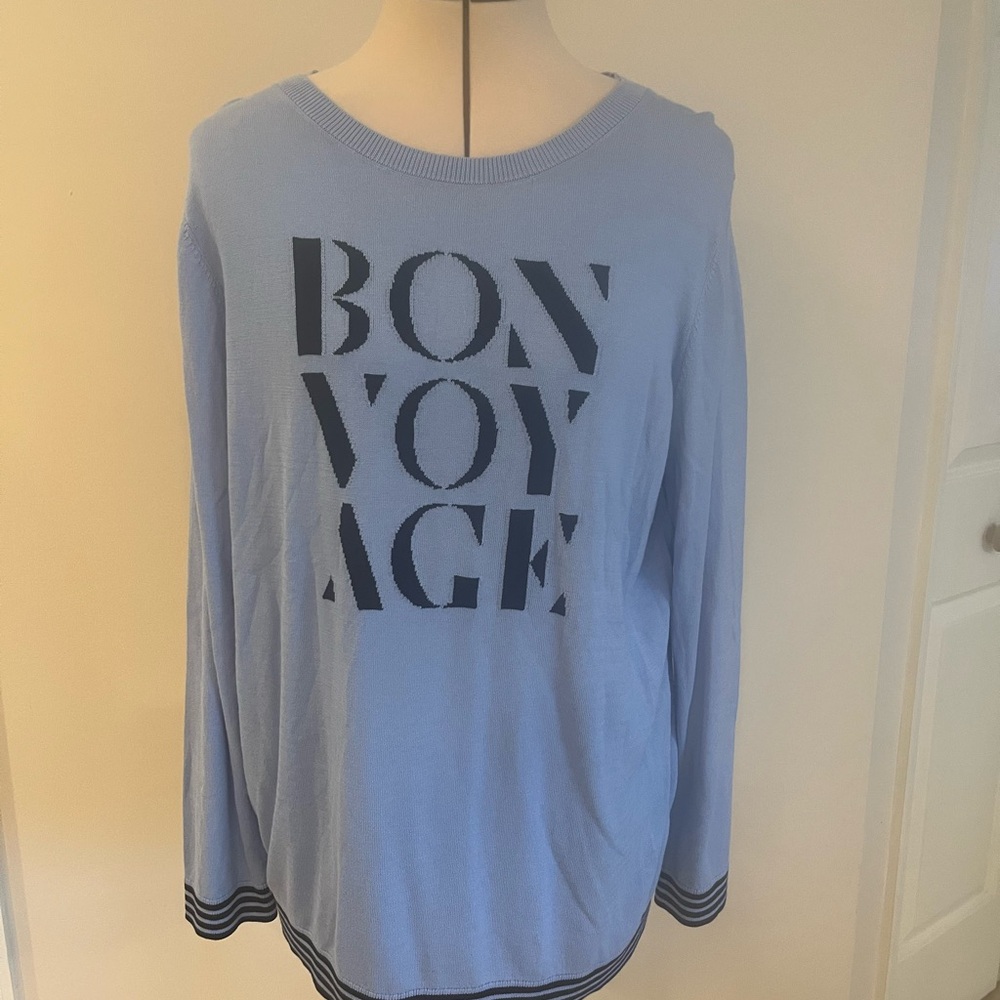 Talbots Light Blue Sweater with Navy Accents